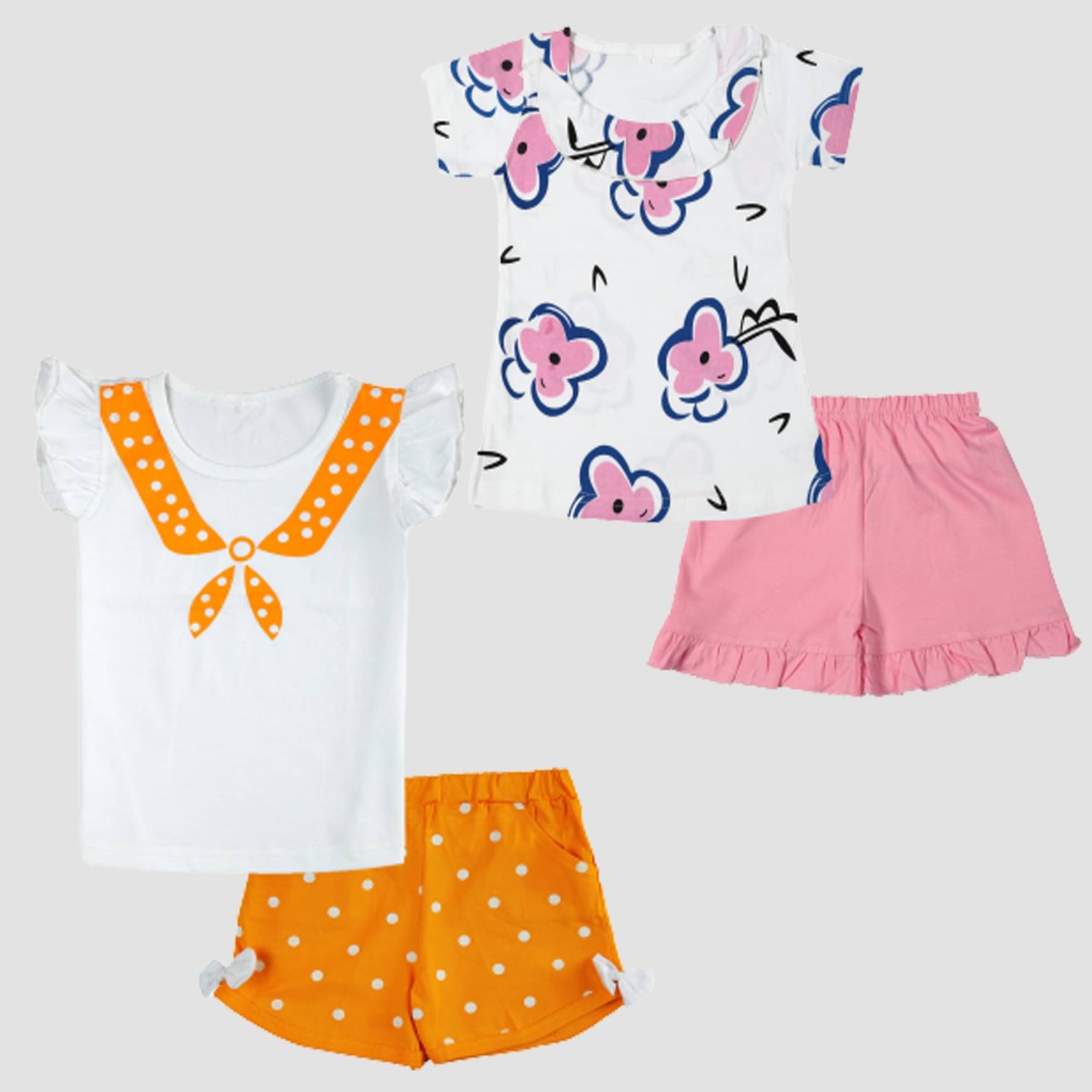     			CATCUB - Multicolor Cotton Top & Shorts For Baby Girl ( Pack of 2 )