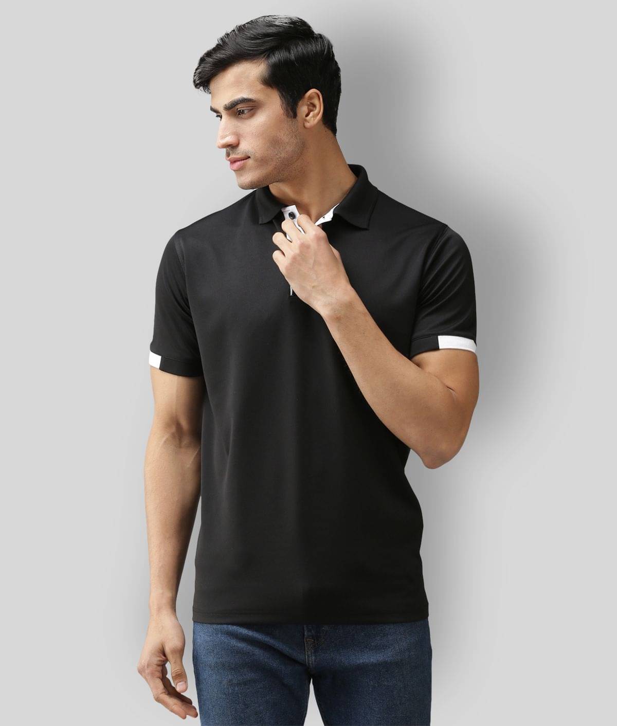 EPPE - Black Cotton Blend Regular Fit Men's Sports Polo T-Shirt ( Pack of 1 ) EPPE - Black Cotton Blend Regular Fit Men's Sports Polo T-Shirt ( Pack of 1 )