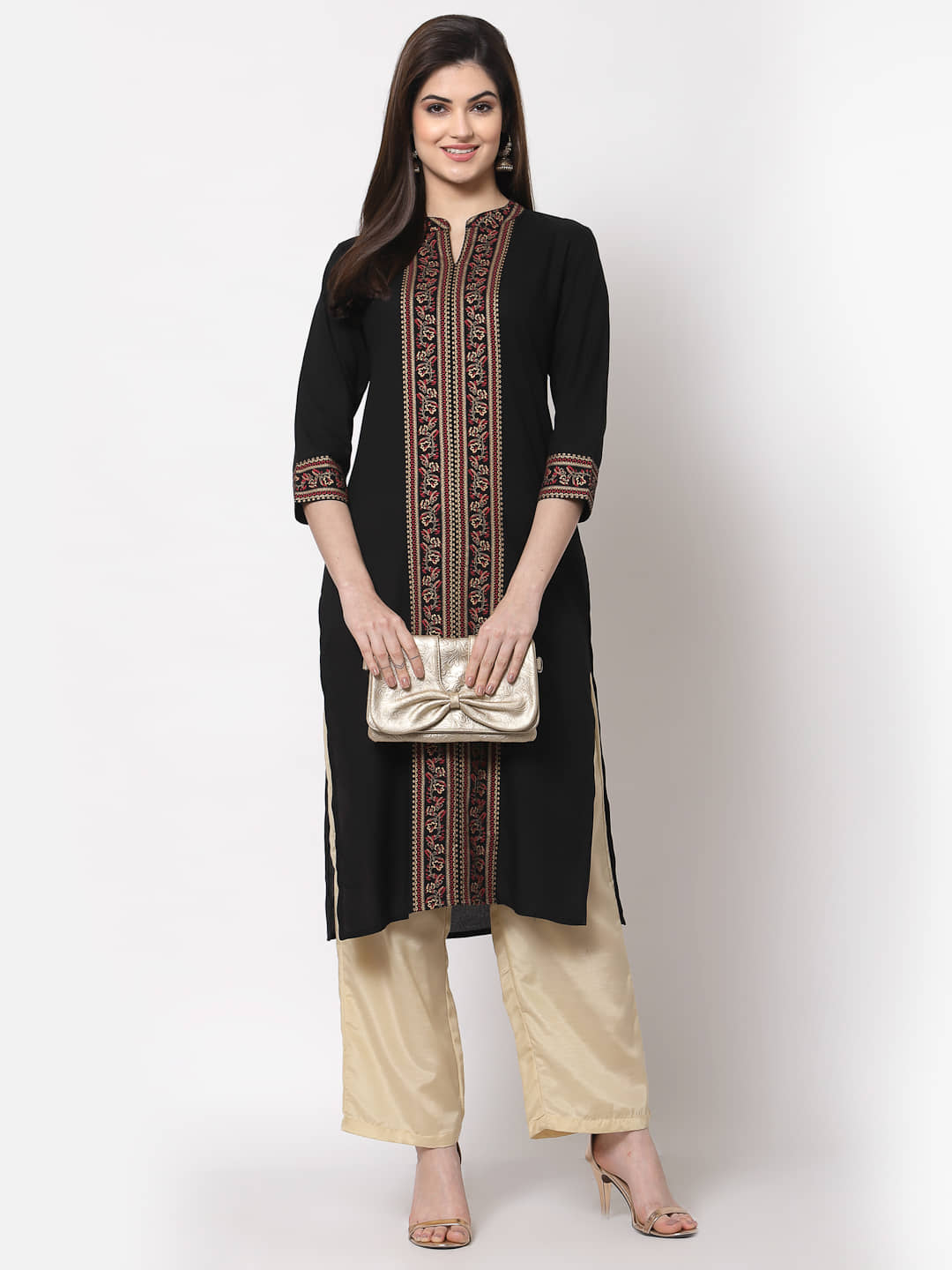 HISHAM - Black Rayon Women's Straight Kurti ( Pack of 1 ) - Kurtis, Tunics | Buy online on ZillyBuy