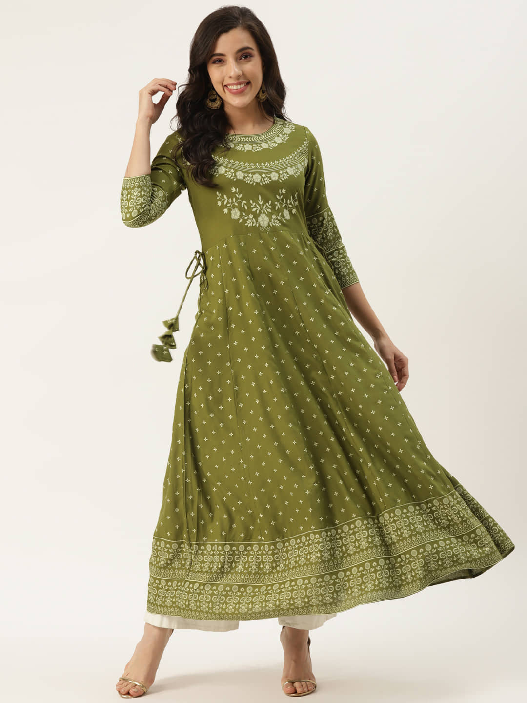 HISHAM - Green Rayon Women's Flared Kurti ( Pack of 1 ) - Kurtis, Tunics | Buy online on ZillyBuy