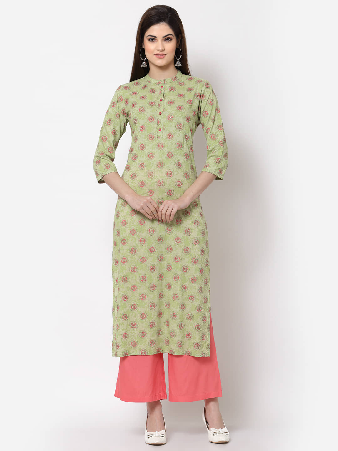 HISHAM - Green Rayon Women's Straight Kurti ( Pack of 1 ) - Kurtis, Tunics | Buy online on ZillyBuy