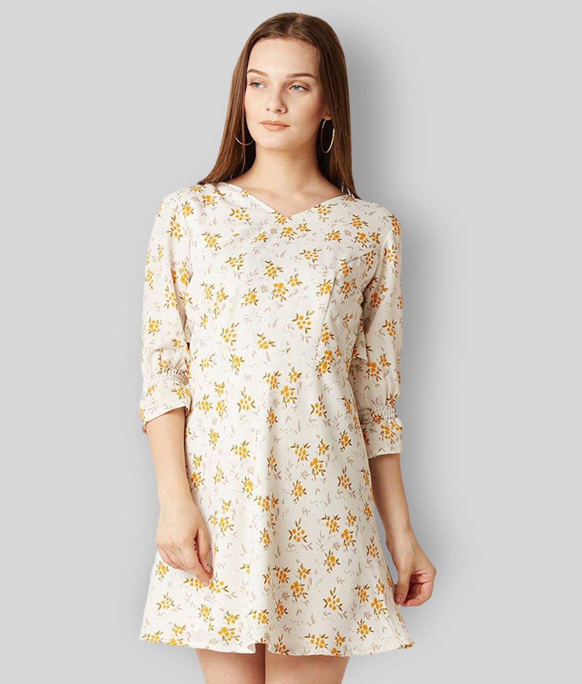 Miss Chase Women Crepe Printed A-line Dress ( Off White ) Miss Chase Women Crepe Printed A-line Dress ( Off White )