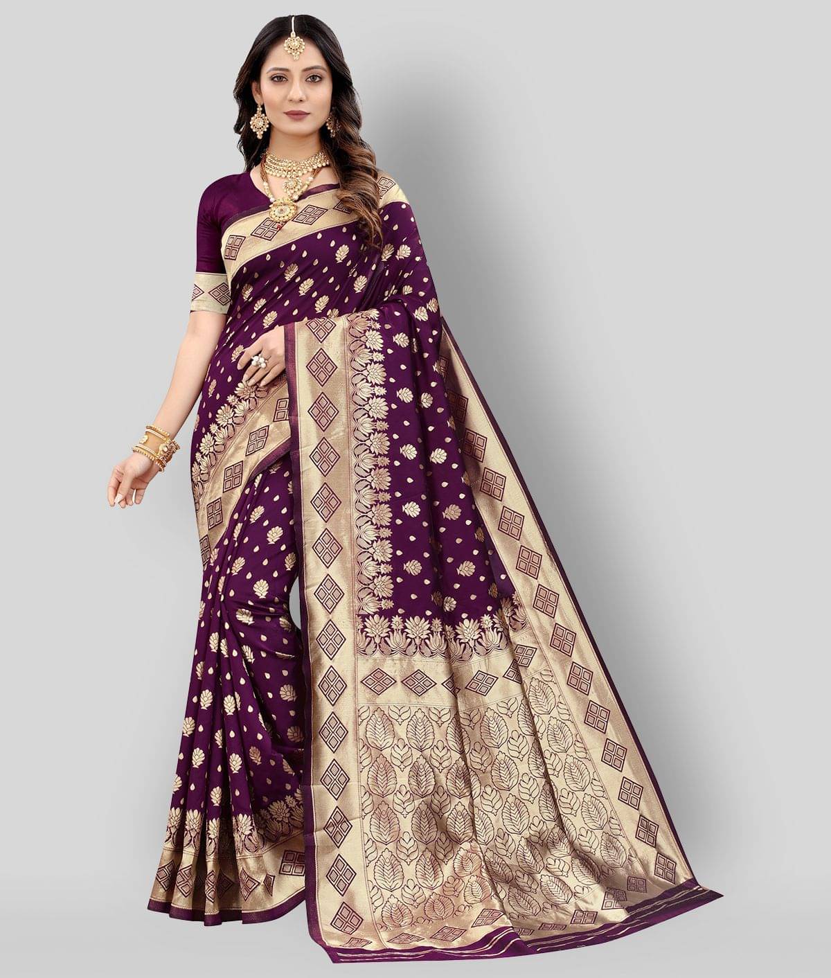 NENCY FASHION Banarasi Silk Saree With Stitched Blouse ( Maroon ) NENCY FASHION Banarasi Silk Saree With Stitched Blouse ( Maroon )