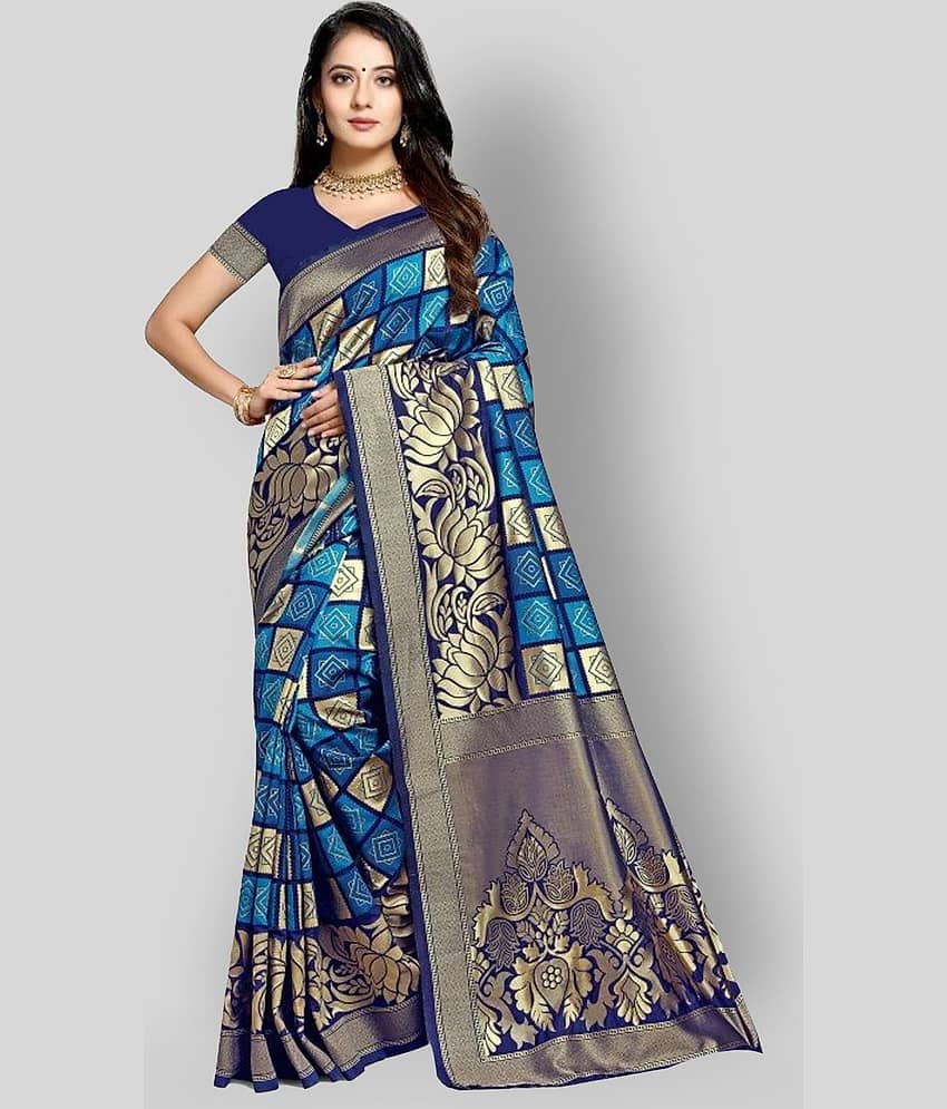 NENCY FASHION Silk Blend Printed Saree With Unstitched Blouse Piece ( Multicolor ) - Sarees | Buy online on ZillyBuy