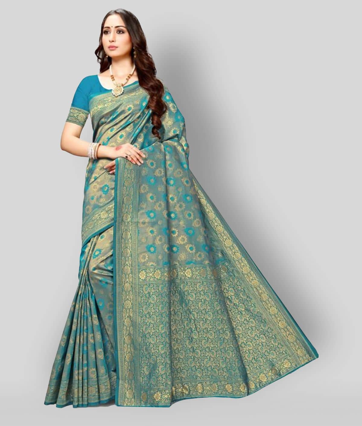 NENCY FASHION Silk Embellished Saree With Unstitched Blouse Piece ( Multicolor ) - Sarees | Buy online on ZillyBuy