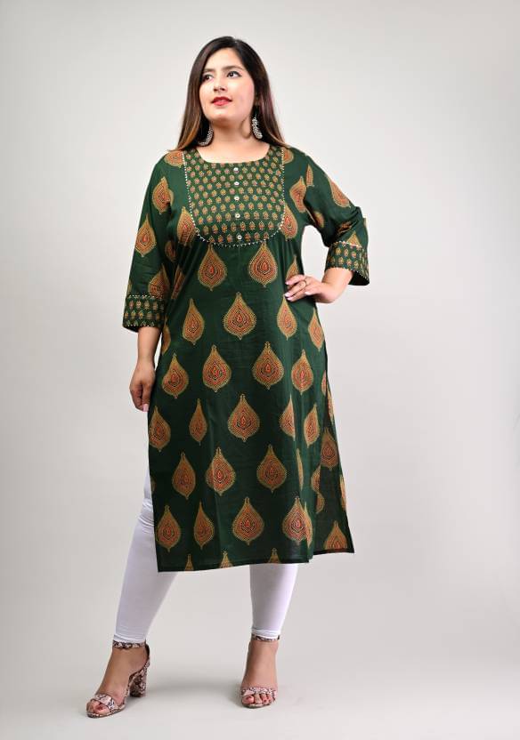     			Swasti - Green Cotton Women's Straight Kurti ( Pack of 1 )