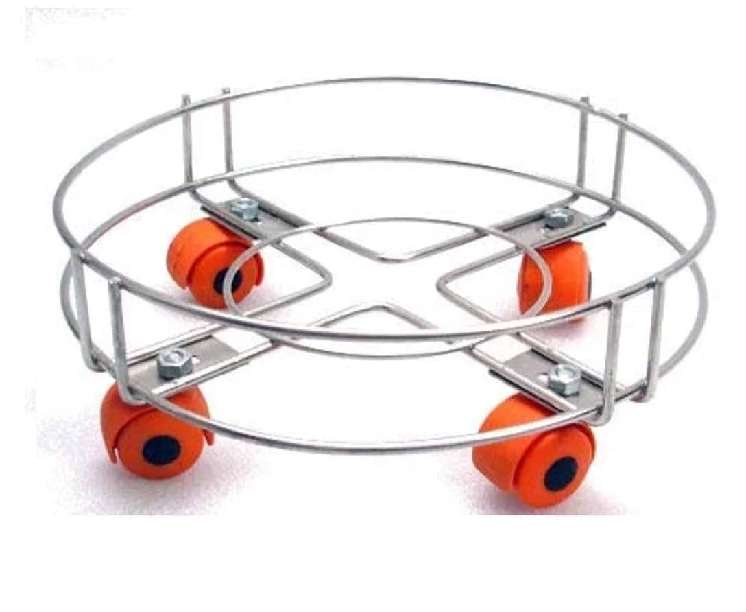 Winstar - Silver Stainless Steel Cylinder Trolley ( Pack of 1 )