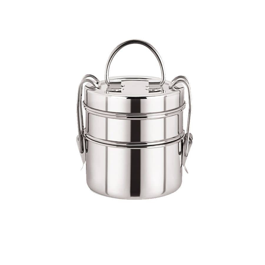 Neelam Clipper Stainless Steel Tiffin Box Set, 2-Pieces, Silver-1500 ml