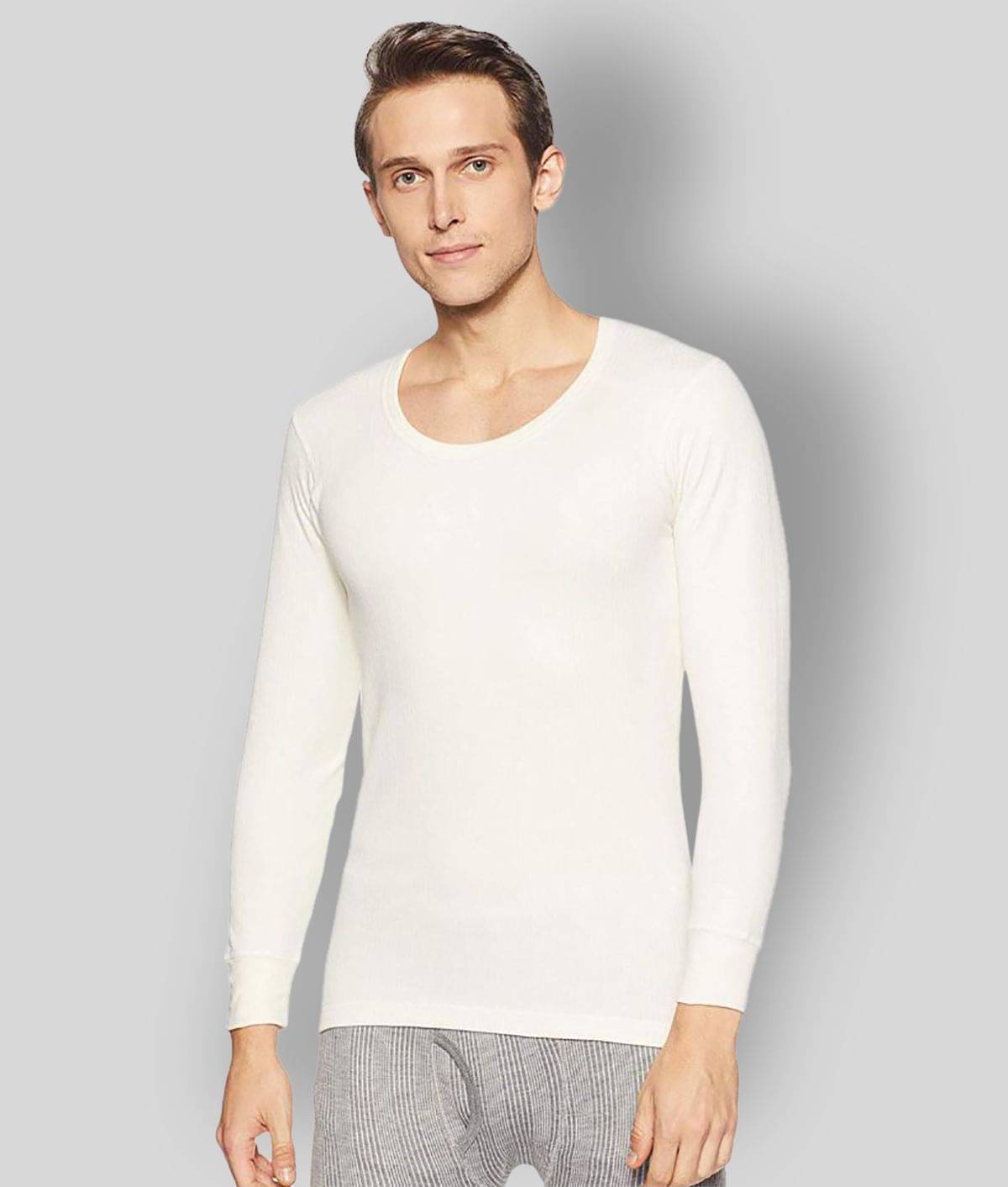     			Dixcy Scott - White Cotton Men's Thermal Tops ( Pack of 1 )