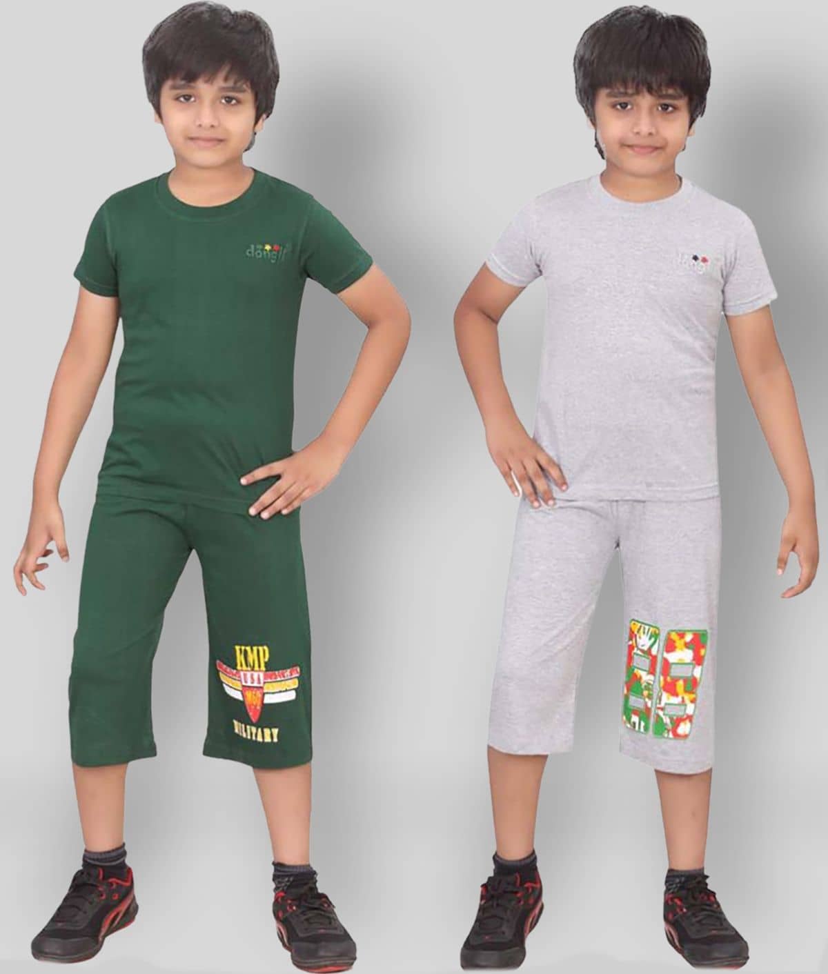 Dongli Pack of 2 Boys Cotton Shirt & Pants Set ( Multi )
