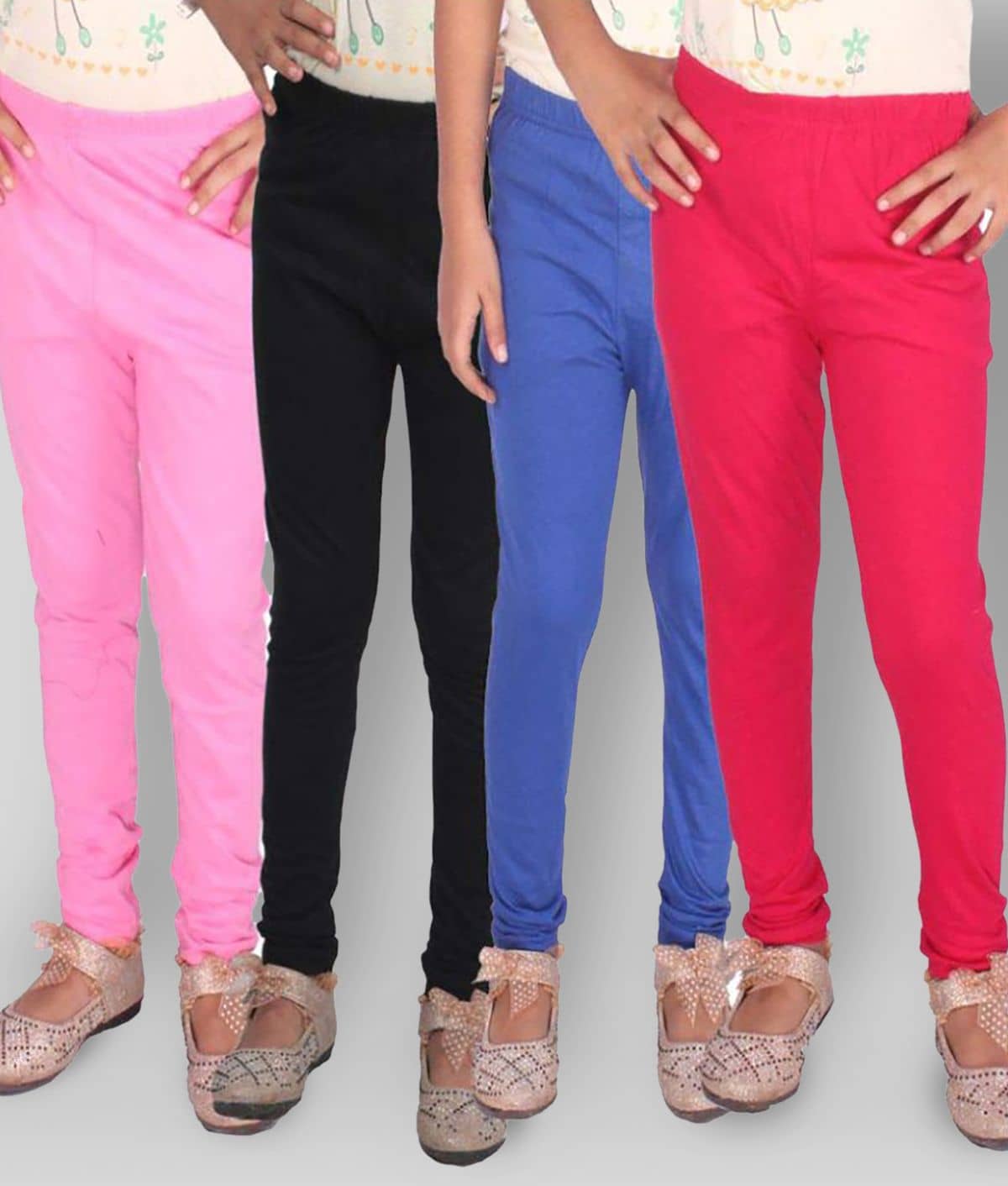 Famaya Pack of 4 Girls 100% Cotton Leggings ( Green )