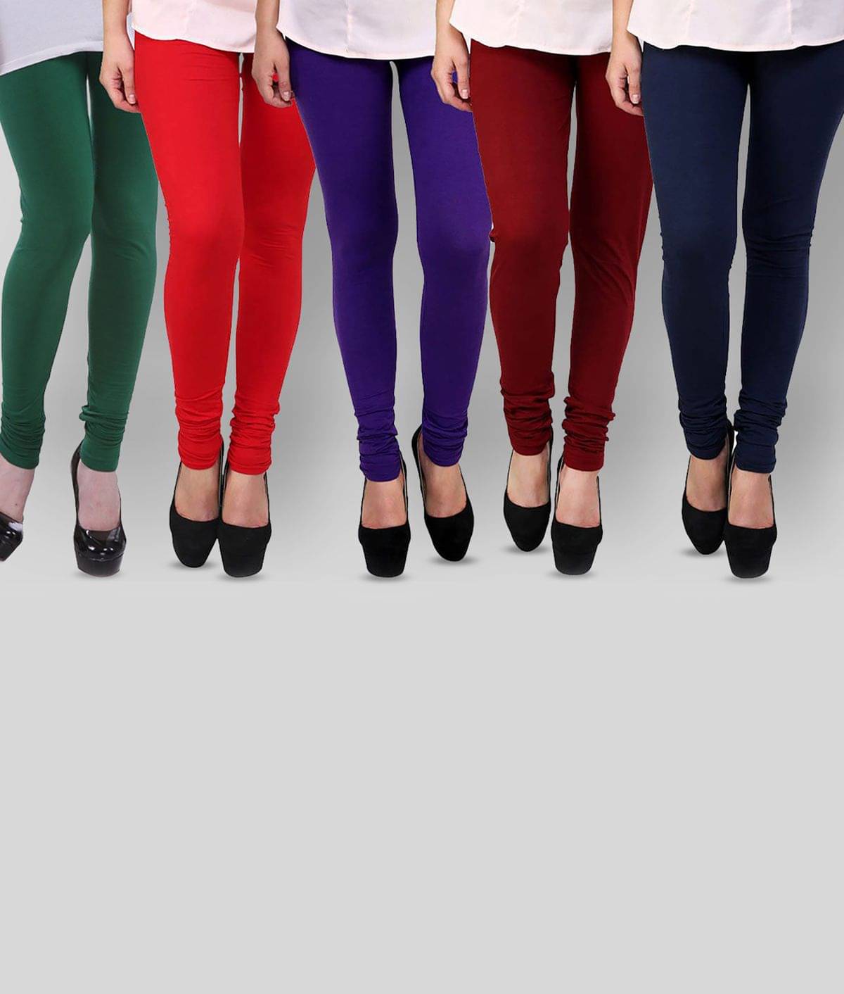     			Famaya Pack of 5 Girls Cotton Leggings ( Multicolor )