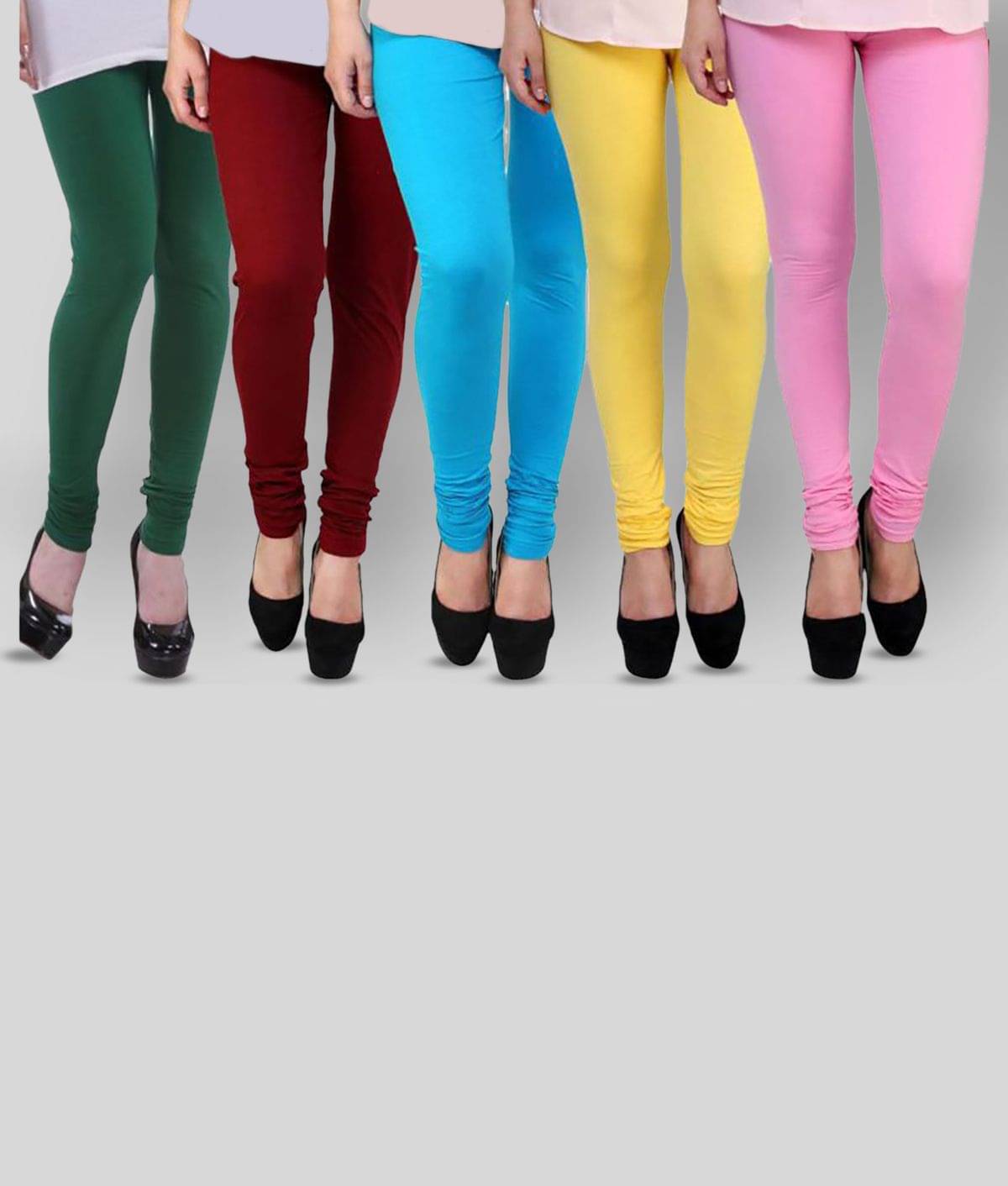     			Famaya Pack of 5 Girls Cotton Leggings ( Multicolor )