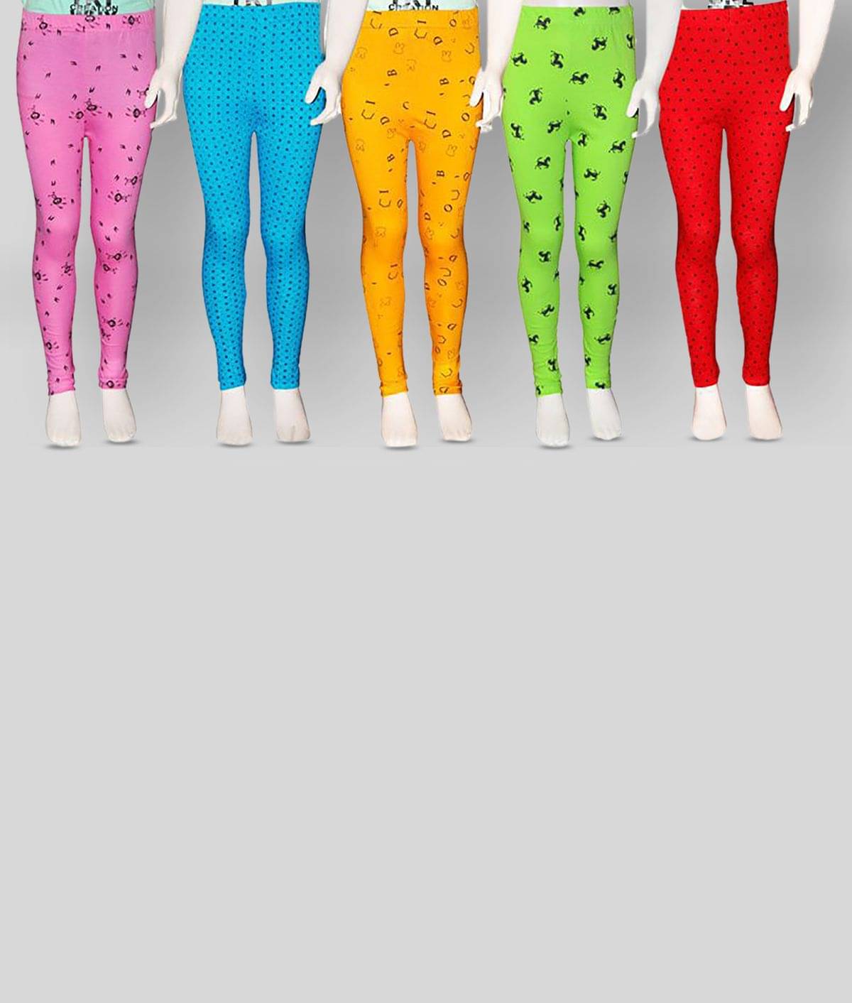     			FnMe Pack of 5 Girls 100% Cotton Leggings ( Baby Pink )