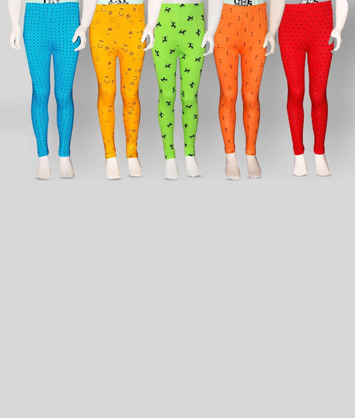     			FnMe Pack of 5 Girls 100% Cotton Leggings ( Blood Red )