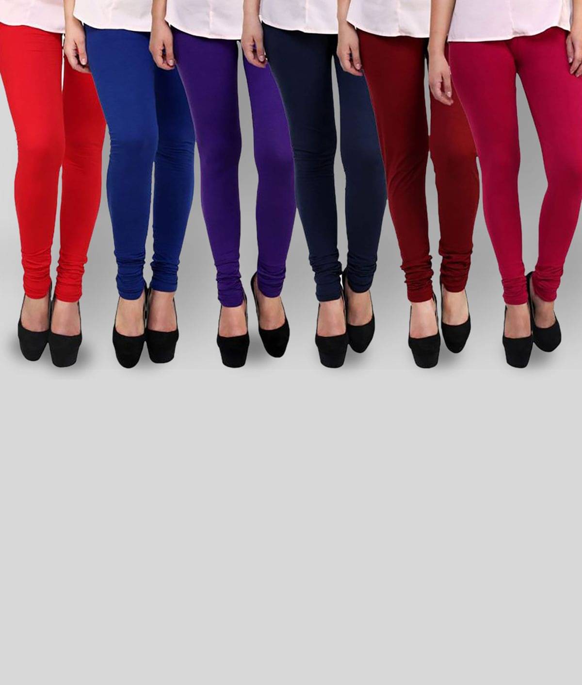     			FnMe - Multicolor Cotton Blend Women's Leggings ( Pack of 6 )