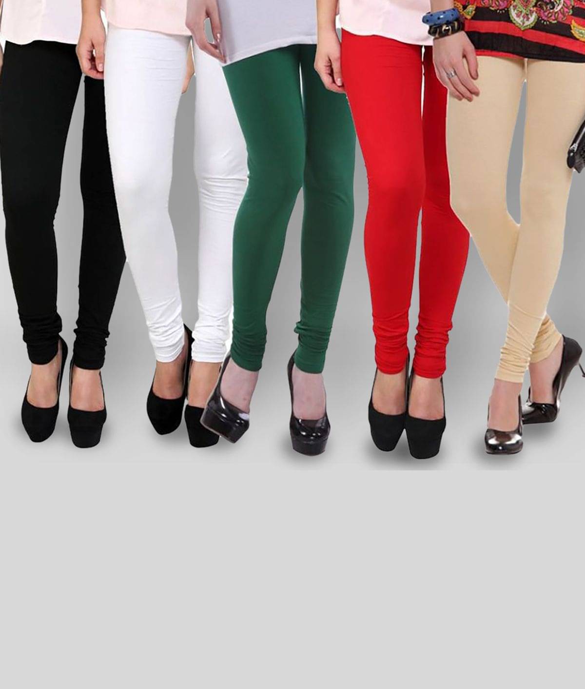     			FnMe - Multicolor Cotton Blend Women's Leggings ( Pack of 5 )