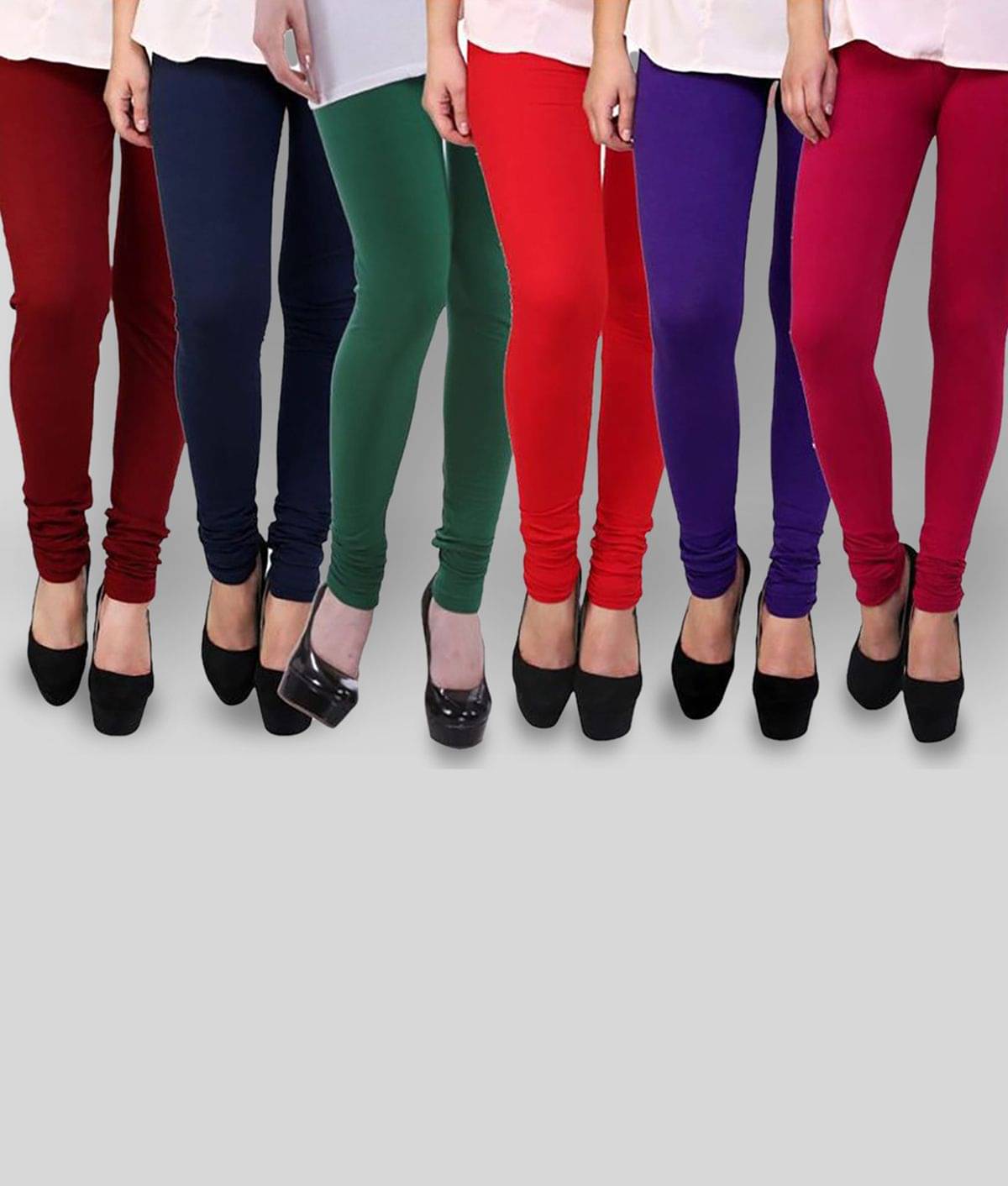     			FnMe - Multicolor Cotton Blend Women's Leggings ( Pack of 6 )