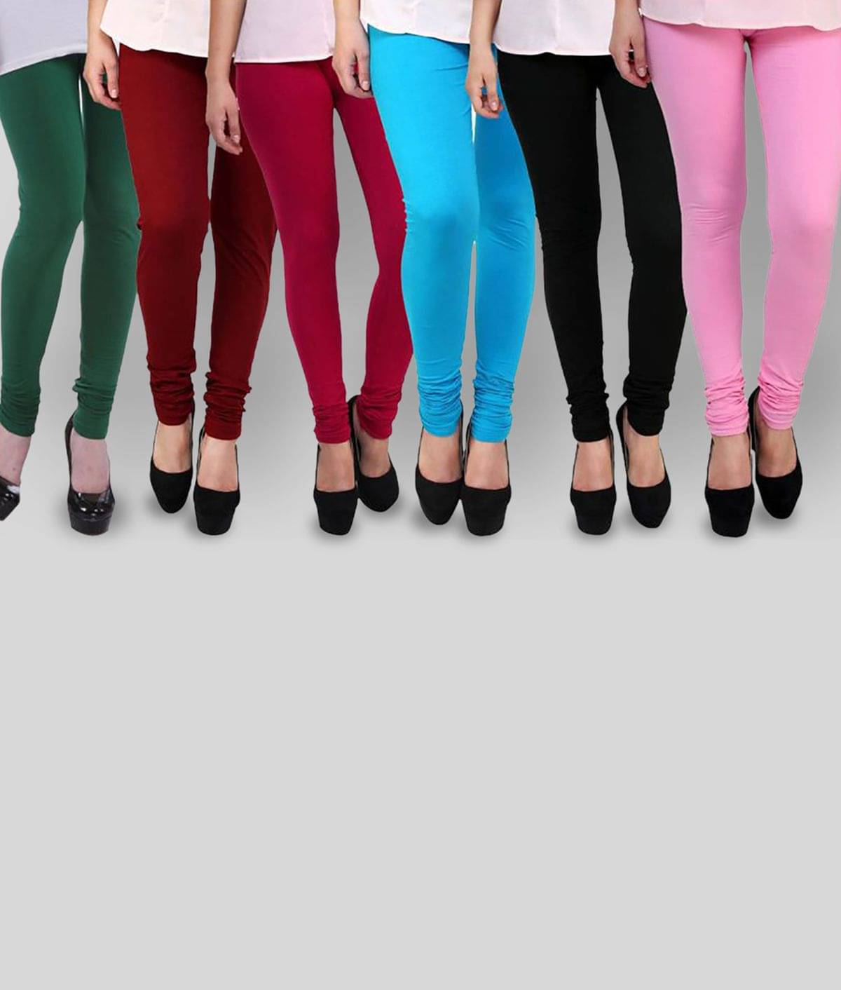     			FnMe - Multicolor Cotton Blend Women's Leggings ( Pack of 6 )
