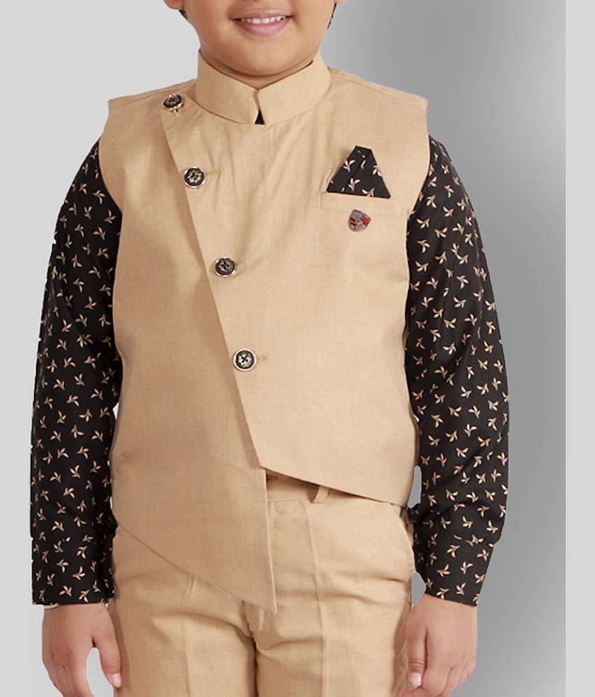 Fourfolds Pack of 1 Boys Cotton Blend Shirt & Jeans Set ( Black )