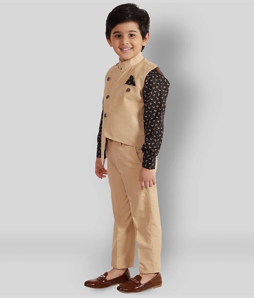 Fourfolds Pack of 1 Boys Cotton Blend Shirt & Jeans Set ( Black )