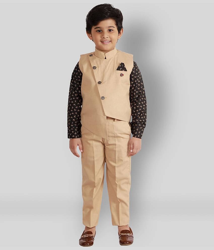 Fourfolds Pack of 1 Boys Cotton Blend Shirt & Jeans Set ( Black )