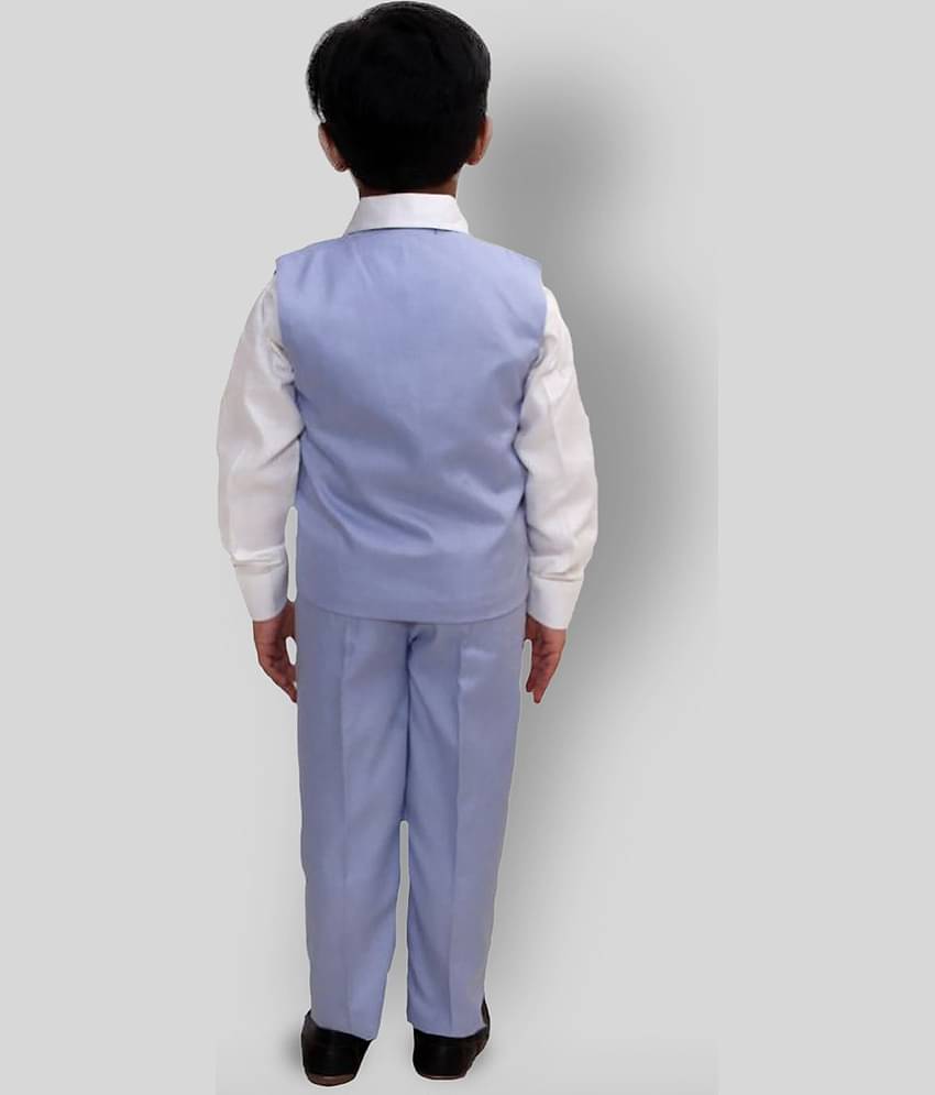 Fourfolds Pack of 1 Boys Cotton Blend Shirt & Pants Set ( Blue )