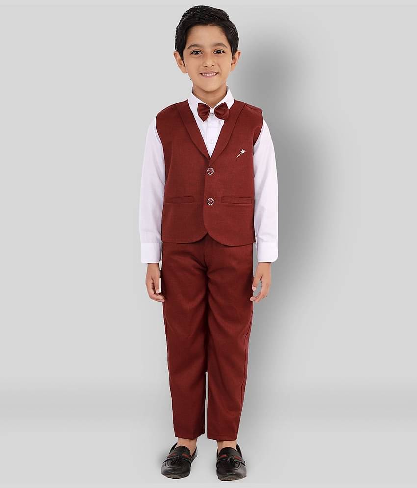 Fourfolds Pack of 1 Boys Cotton Blend Shirt & Pants Set ( Blue )