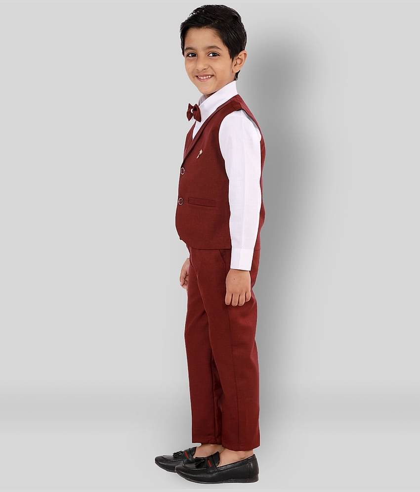 Fourfolds Pack of 1 Boys Cotton Blend Shirt & Pants Set ( Blue )