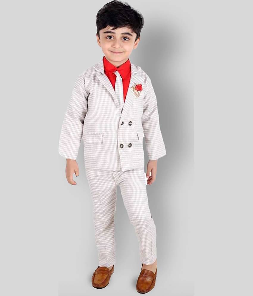 Fourfolds Pack of 1 Boys Cotton Blend T-Shirt & Pants Set ( Red )