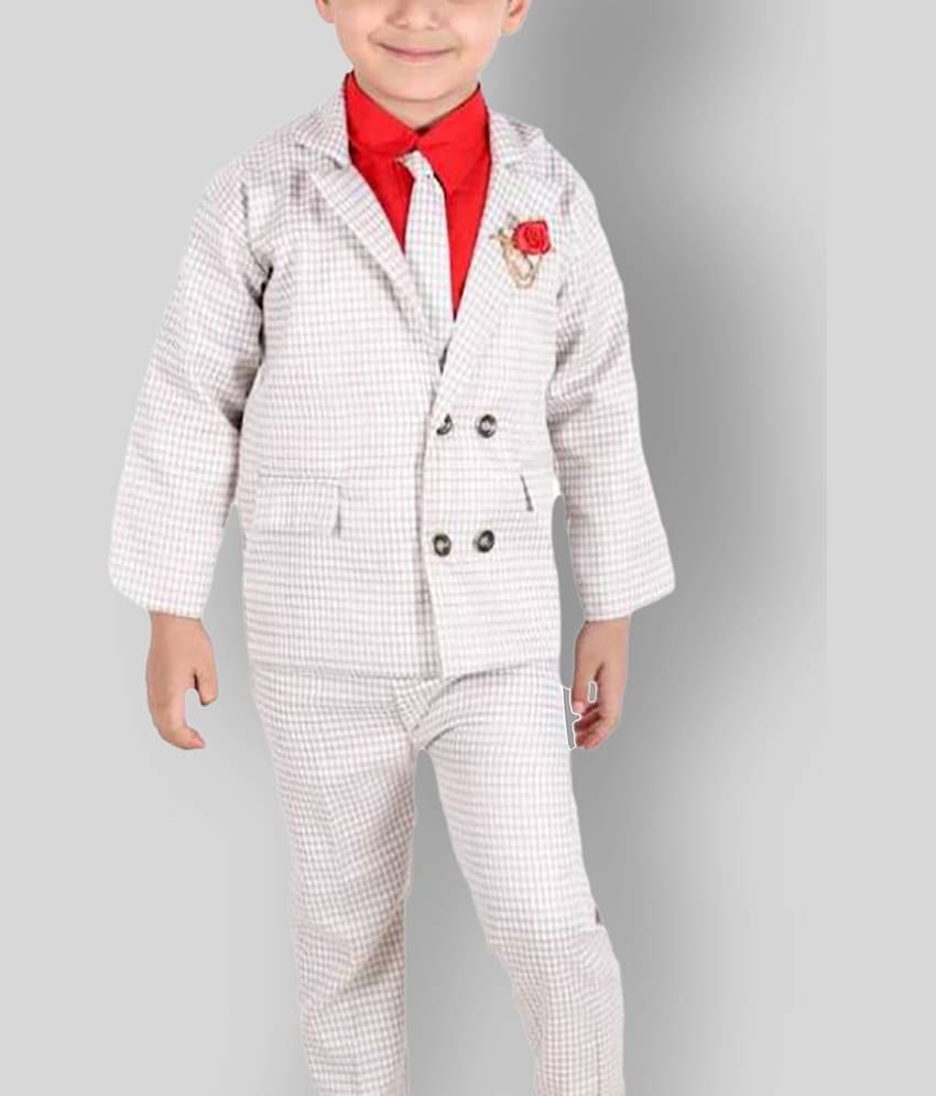 Fourfolds Pack of 1 Boys Cotton Blend T-Shirt & Pants Set ( Red )