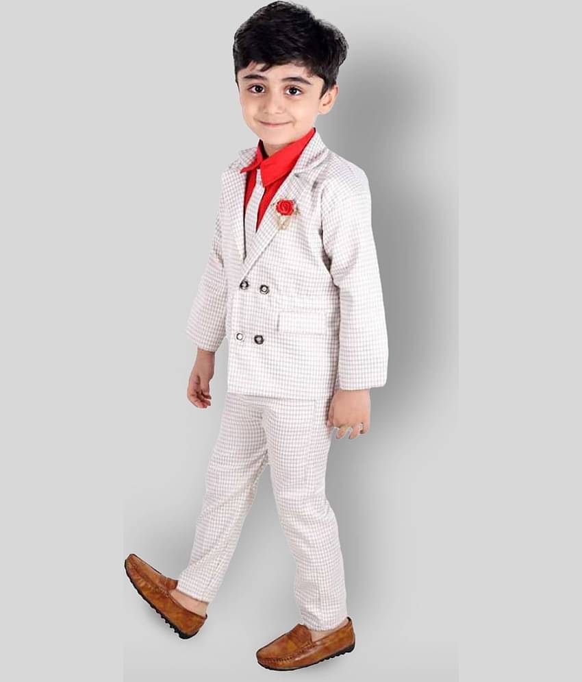 Fourfolds Pack of 1 Boys Cotton Blend T-Shirt & Pants Set ( Red )