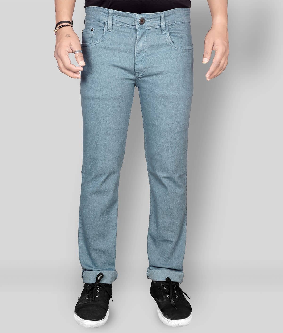JB JUST BLACK - Grey Cotton Blend Regular Fit Men's Jeans ( Pack of 1 ) - Jeans | Buy online on ZillyBuy