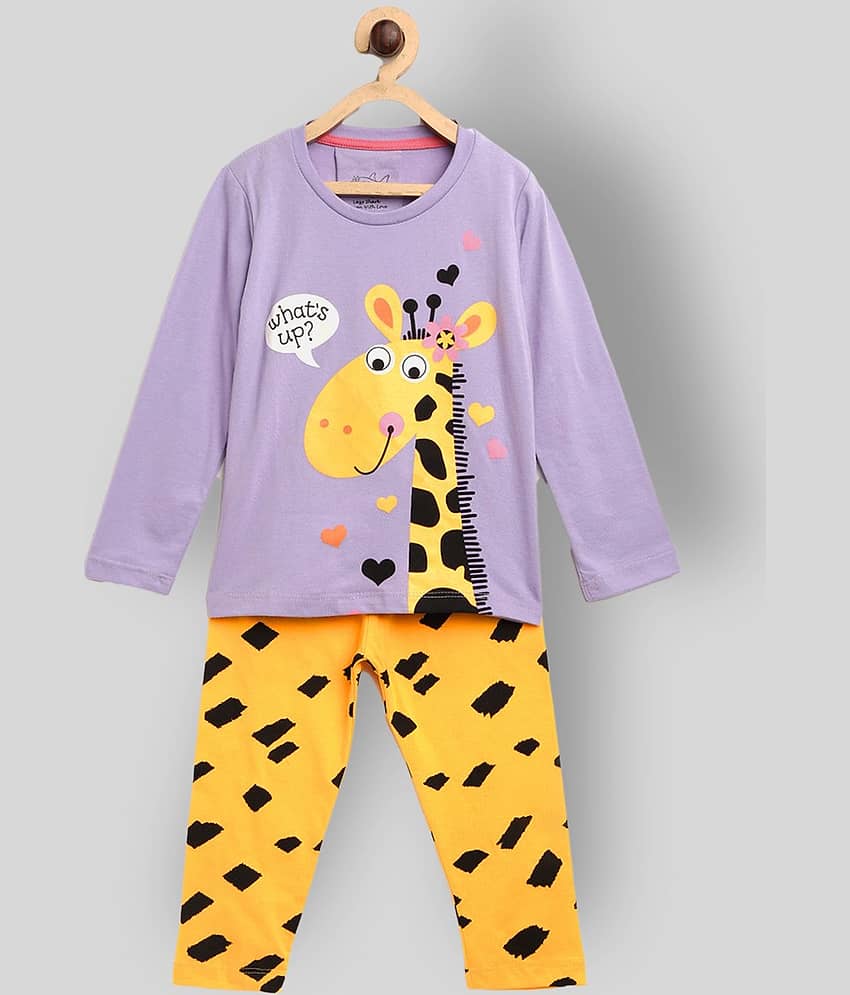 Lazy Shark Pack of 1 Girls Cotton Blend Nightsuit Set ( Lavender ) - Nightwear & Loungewear | Buy online on ZillyBuy