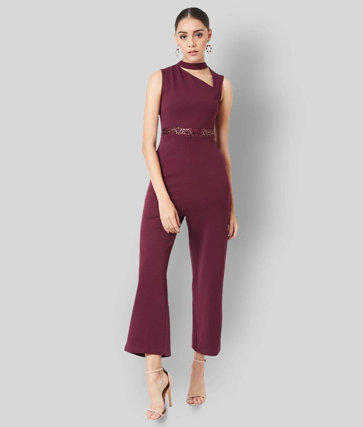 Miss Chase Maroon Polyester Jumpsuit Miss Chase Maroon Polyester Jumpsuit