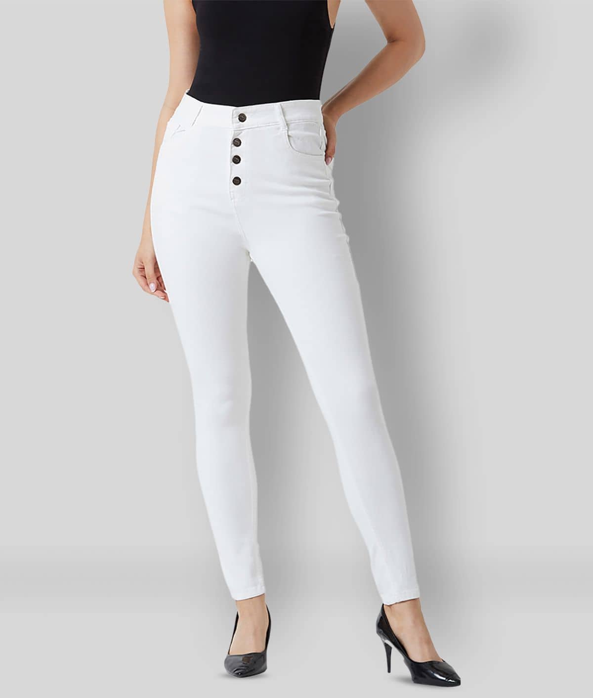 Miss Chase - White Denim Women's Jeans ( Pack of 1 ) - Jeans | Buy online on ZillyBuy