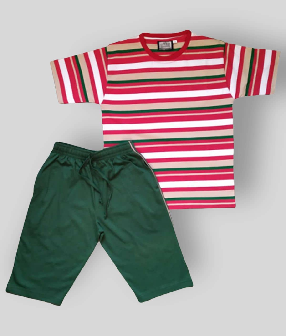 Neo Garments Pack of 1 Boys Cotton T-Shirt & Shorts Set ( Red )