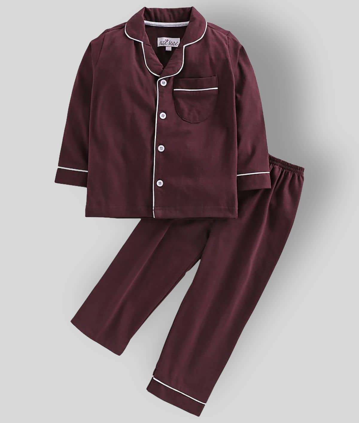 Nite Flite Pack of 1 Girls Cotton Nightsuit Set ( Maroon ) - Nightwear & Loungewear | Buy online on ZillyBuy