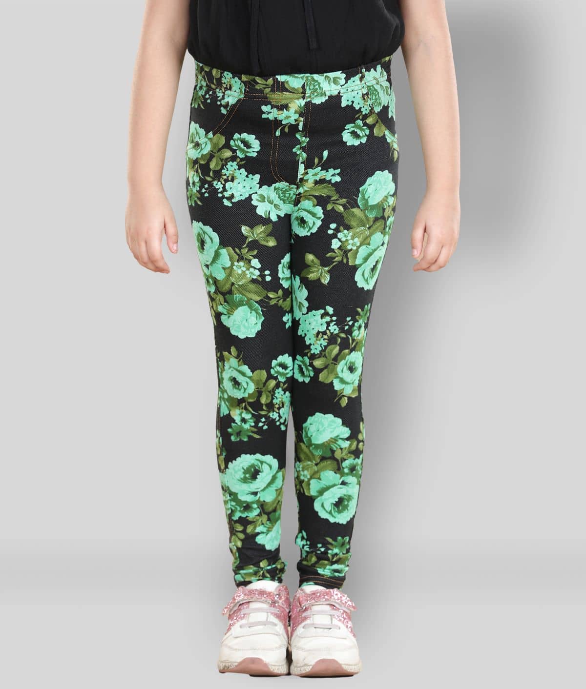 StyleStone Pack of 1 Girls Cotton Leggings ( Black )