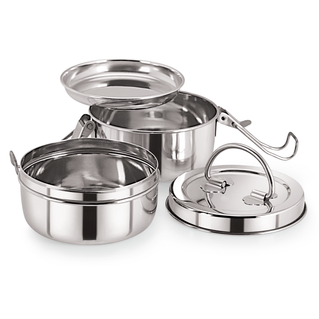 Neelam Stainless Steel Two Compartment Tiffin Box with Lid, 1500 ml, Silver