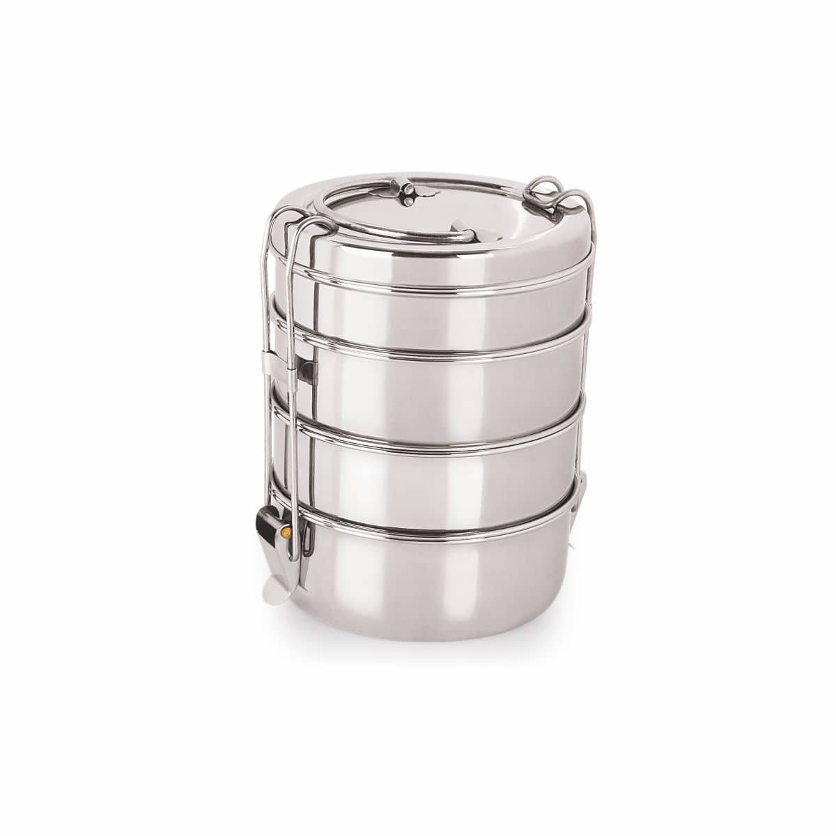 Neelam Stainless Steel Four Compartment Tiffin Box with Lid, Silver- 2100 ml