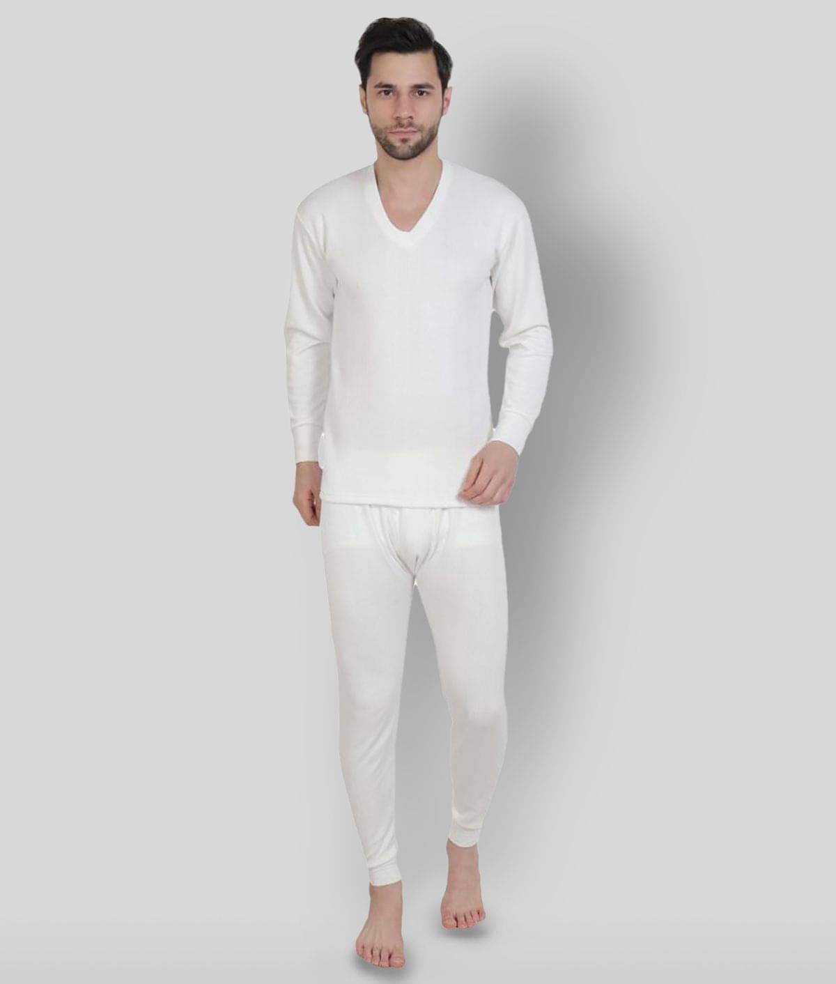 Zeffit Pack of 1 Cotton Thermal Sets For Men's ( White ) Zeffit Pack of 1 Cotton Thermal Sets For Men's ( White )