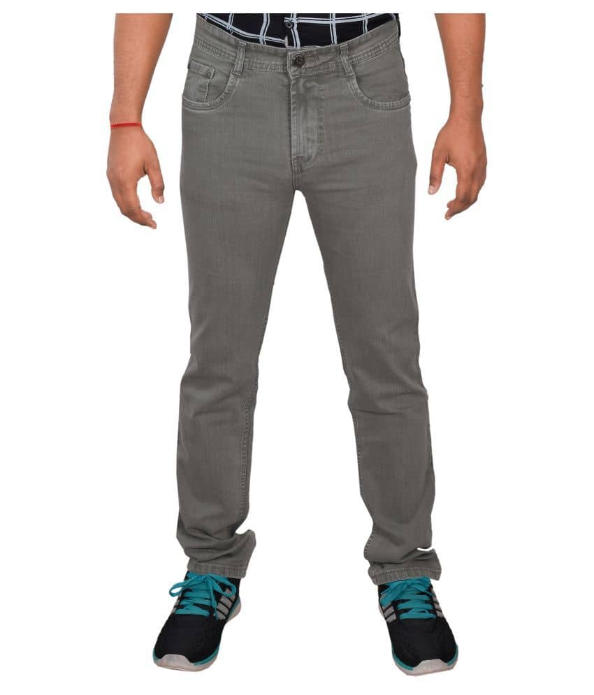 plounge Denim Regular Fit Grey Men's Jeans ( Pack of 1 ) - Jeans | Buy online on ZillyBuy