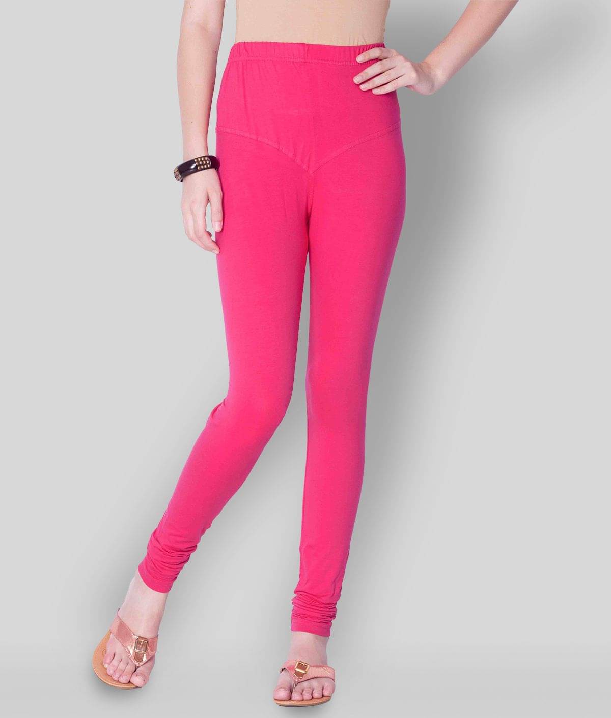Dollar Missy - Pink Cotton Blend Women's Leggings ( Pack of 1 )     			Dollar Missy - Pink Cotton Blend Women's Leggings ( Pack of 1 )
