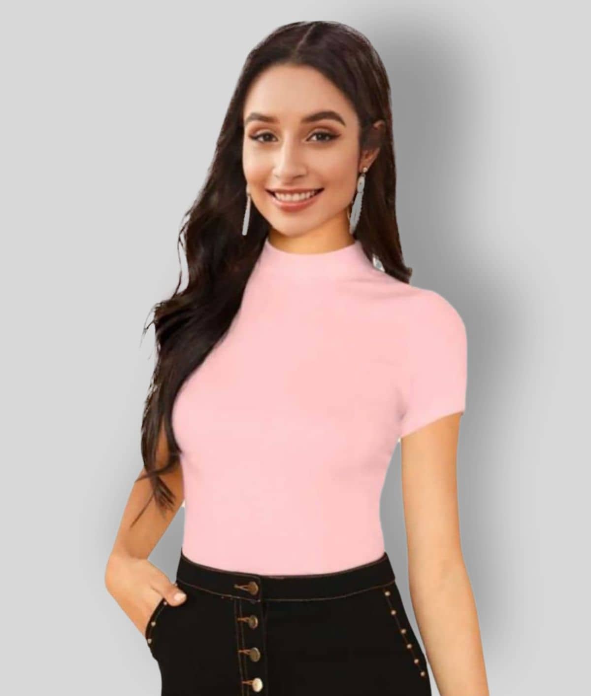 Dream Beauty Fashion Women's Cotton Blend Regular Top ( Pink )