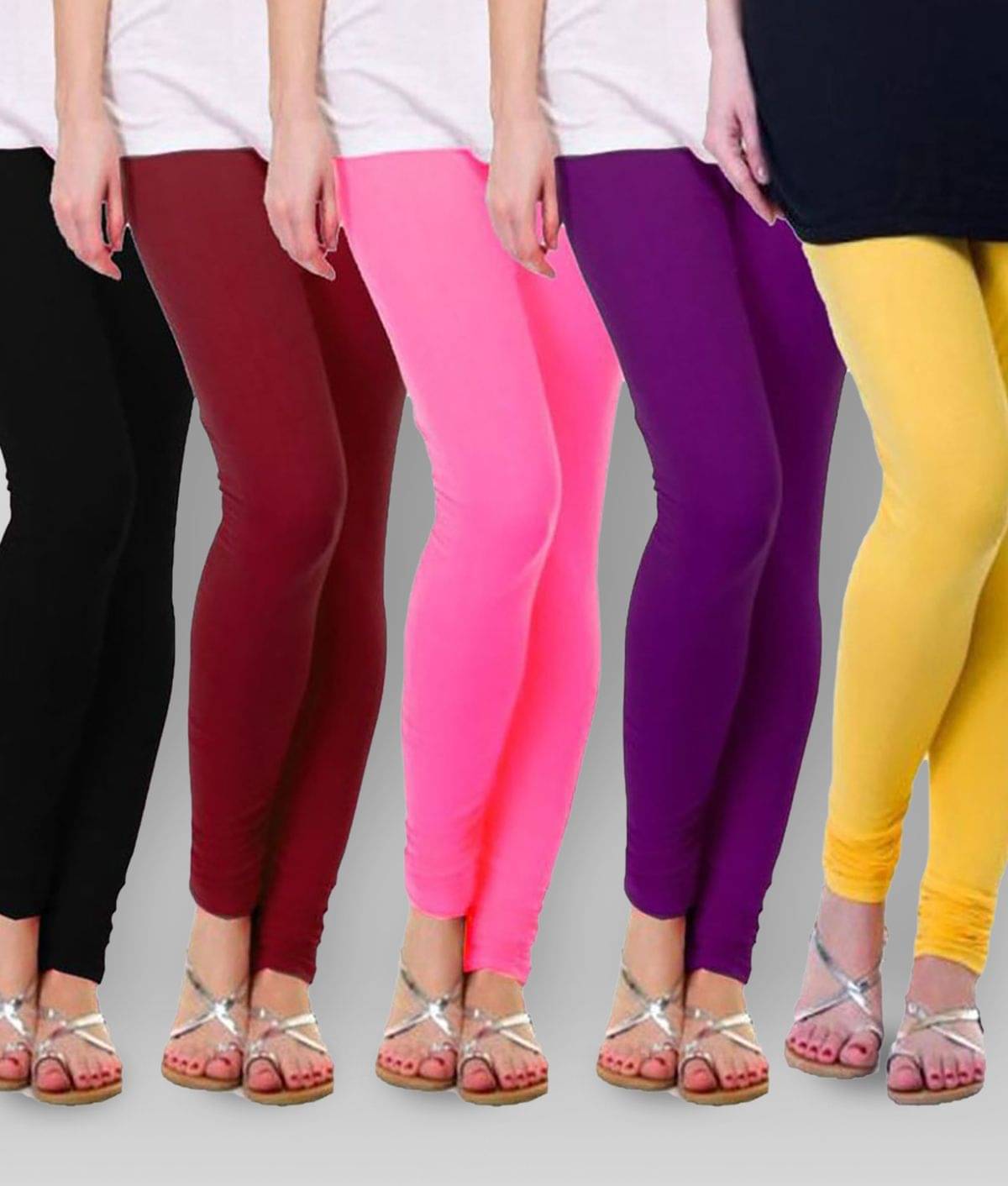     			Famaya Pack of 5 Girls Cotton Leggings ( Green )
