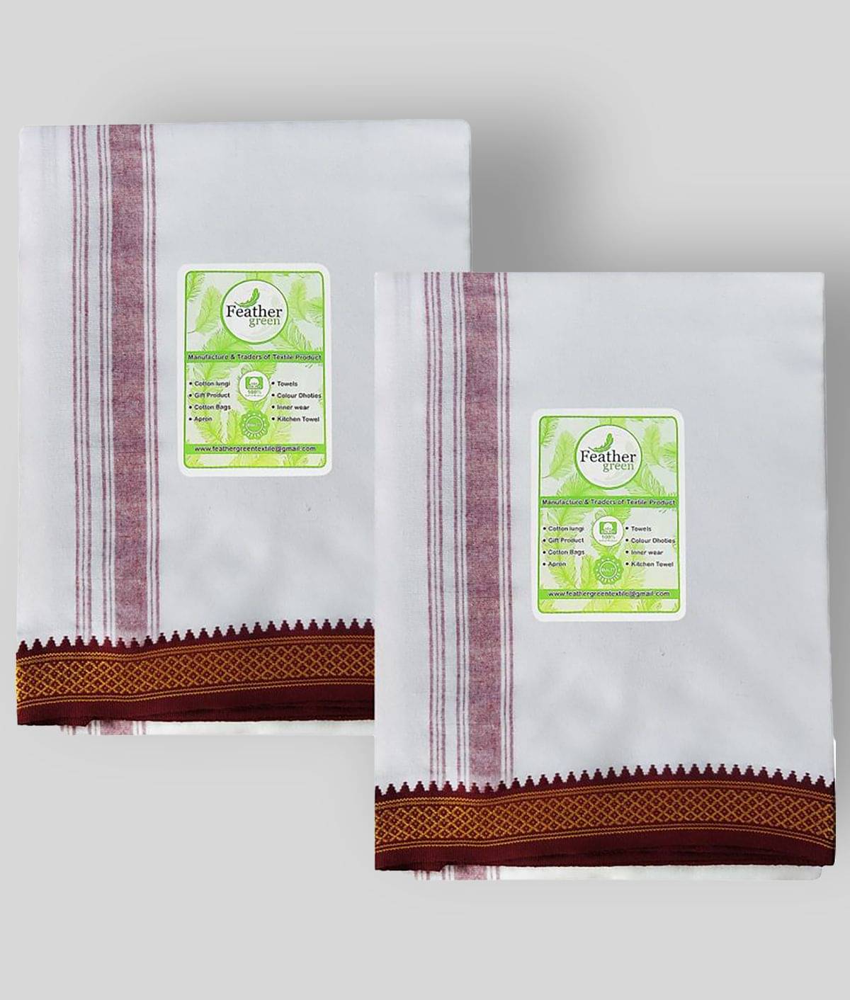     			Feather Green Multi Lungi Pack of 2
