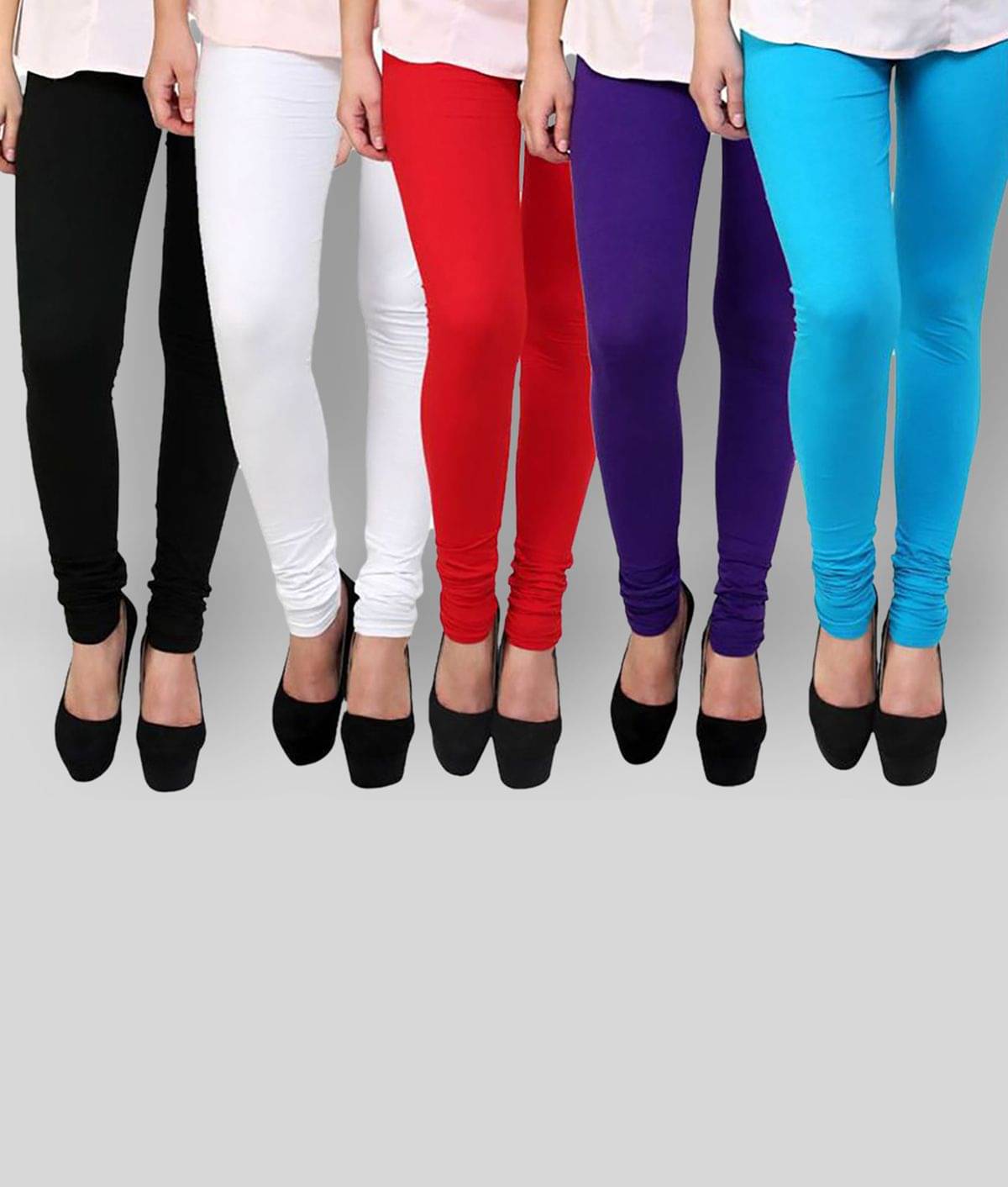     			FnMe - Multicolor Cotton Blend Women's Leggings ( Pack of 5 )
