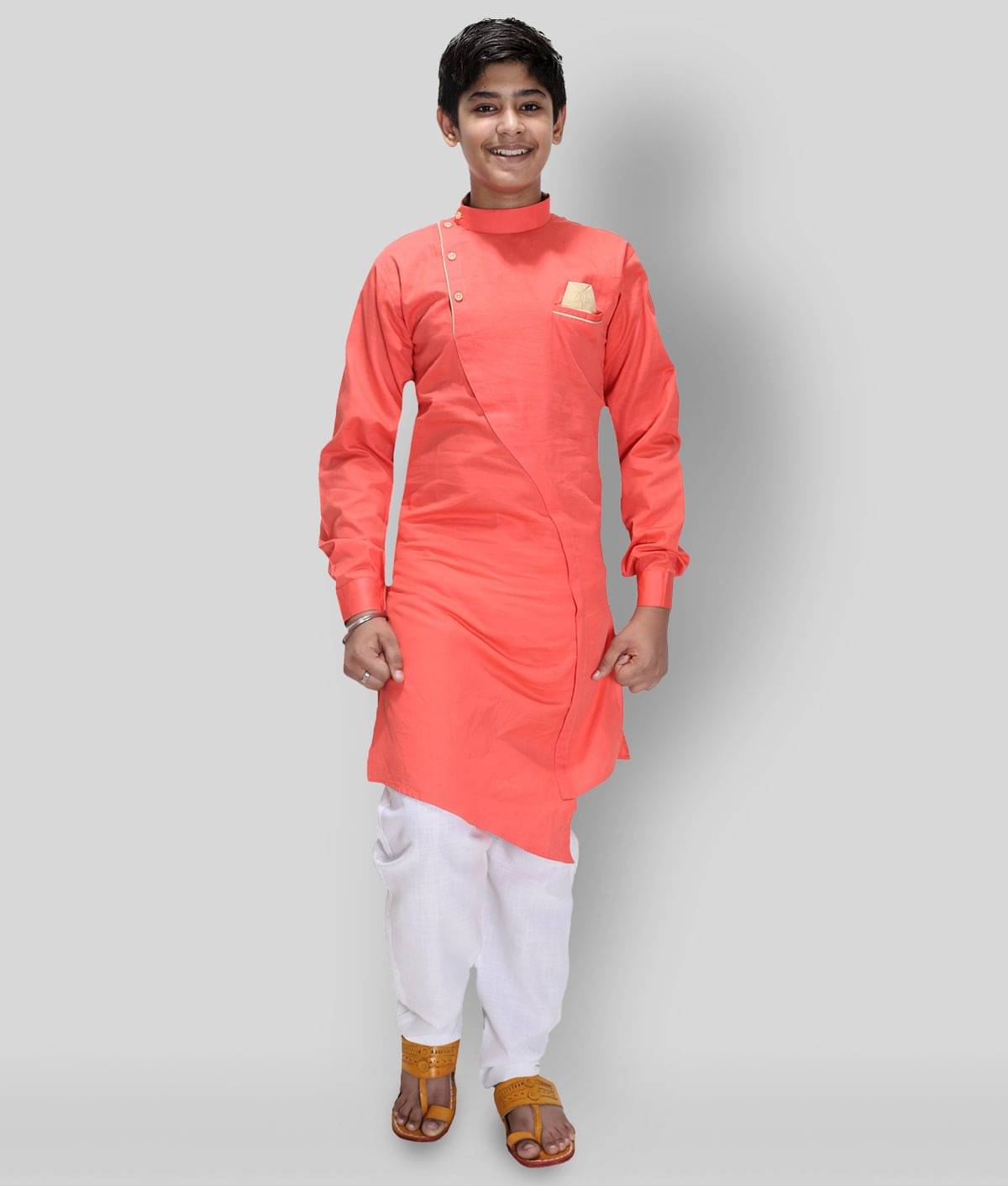     			Fourfolds Pack of 1 Boys Cotton Blend ( Orange )