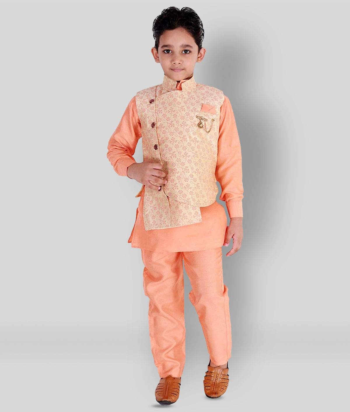     			Fourfolds Pack of 1 Boys Cotton Blend ( Orange )